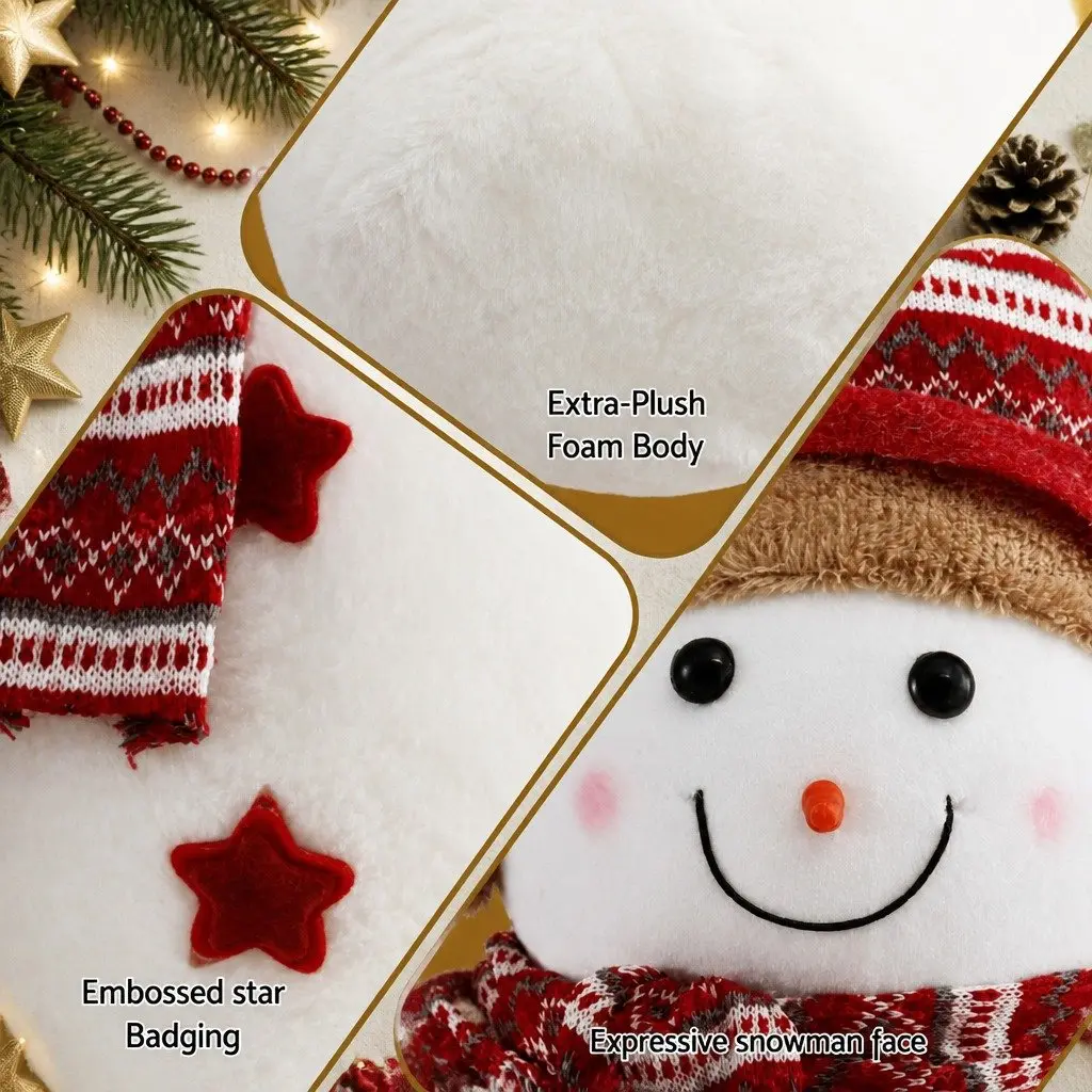 Christmas Decorations Plush Ornament 45cm Red and White Artificial Wool Foam Plastic Iron