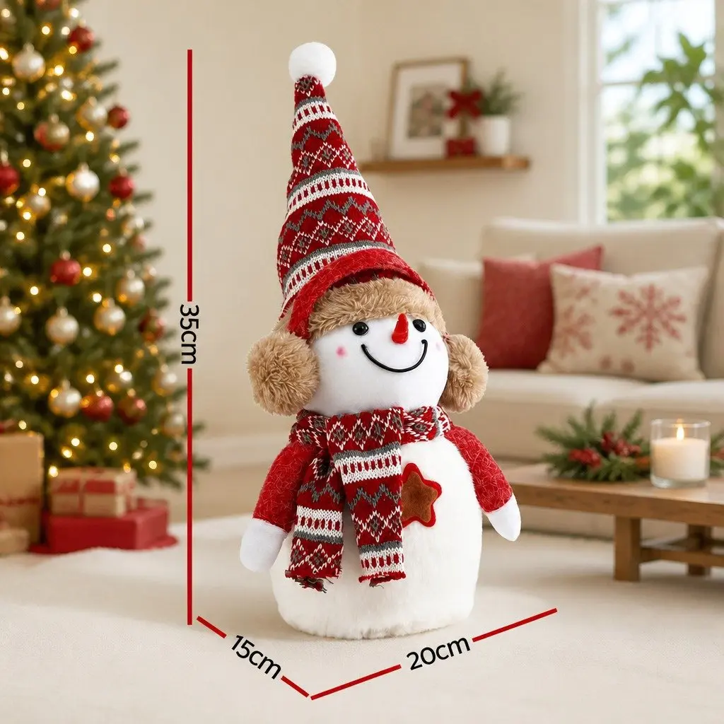 Christmas Snowman Plush Ornament 35cm Festive Holiday Party Table Decorations