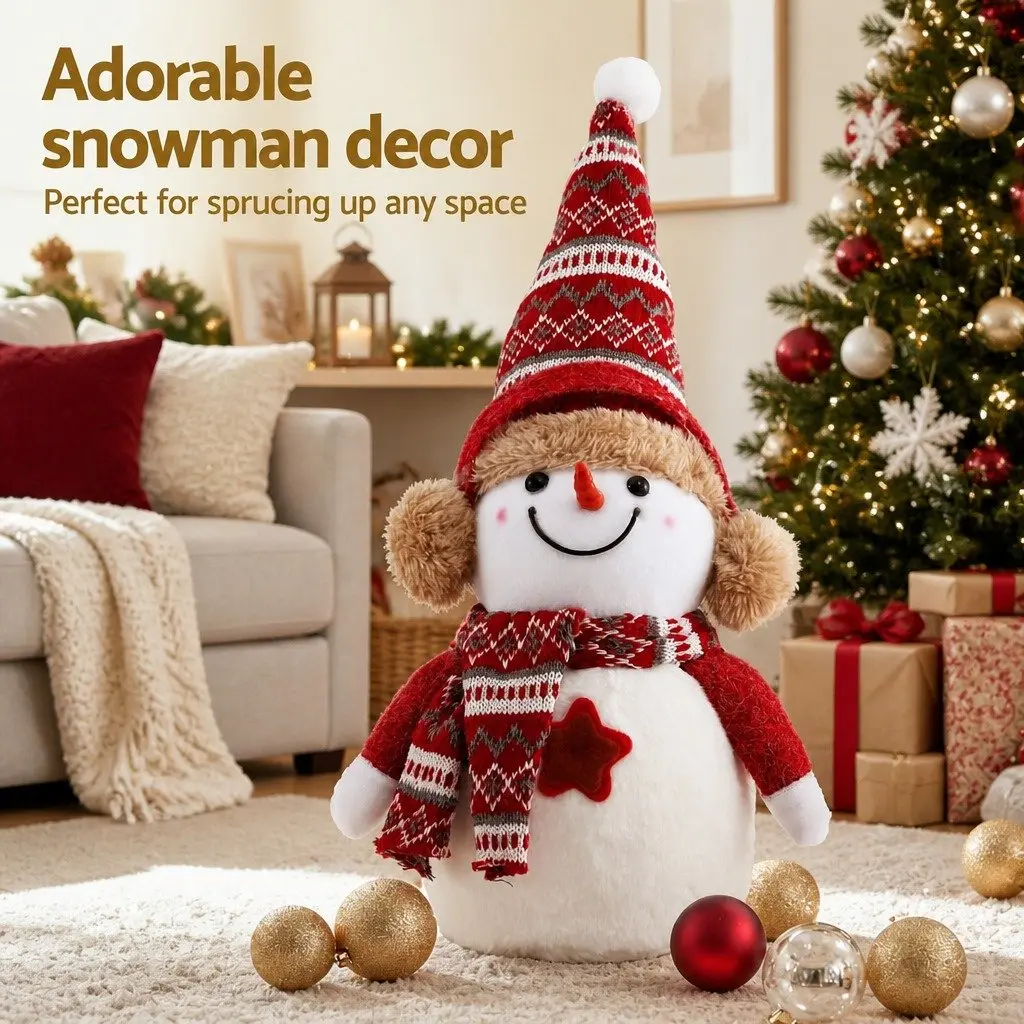 Christmas Snowman Plush Ornament 35cm Festive Holiday Party Table Decorations