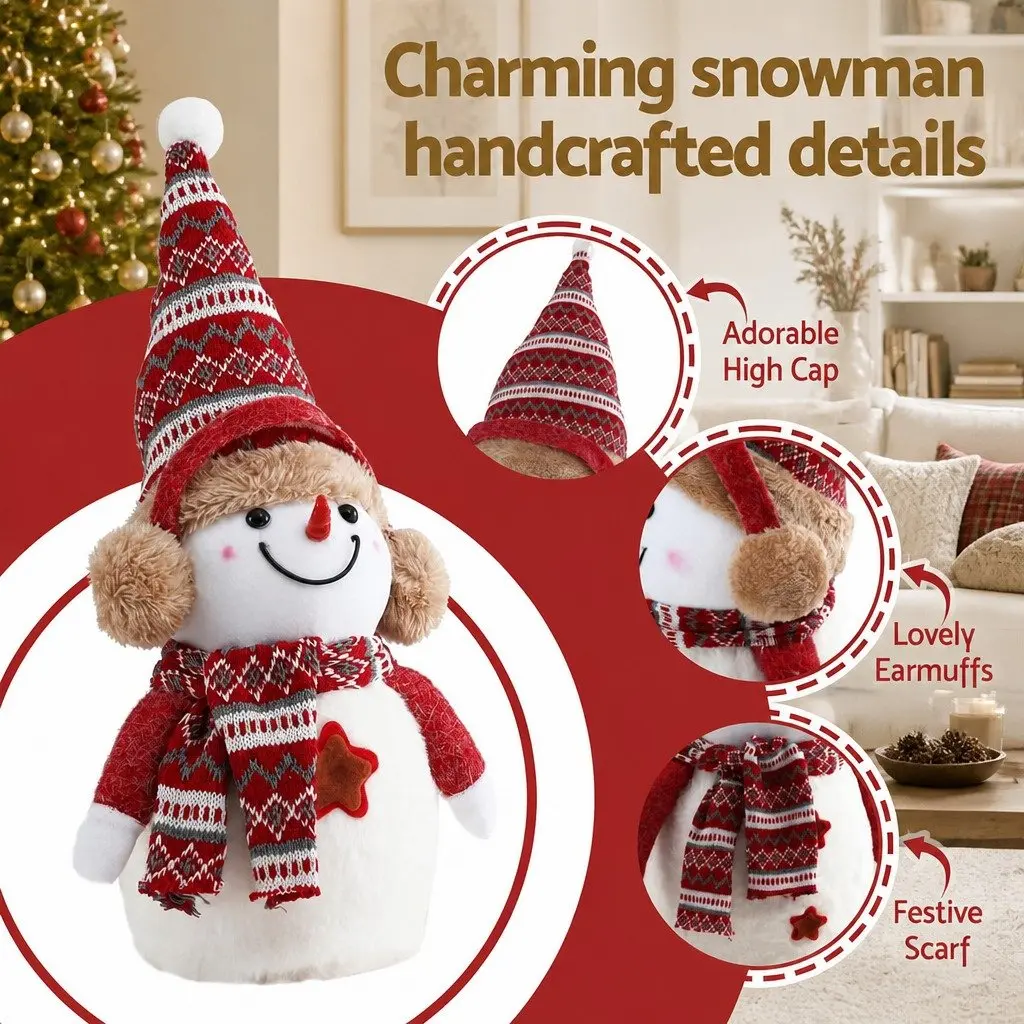 Christmas Snowman Plush Ornament 35cm Festive Holiday Party Table Decorations