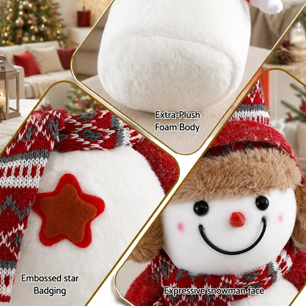 Christmas Snowman Plush Ornament 35cm Festive Holiday Party Table Decorations