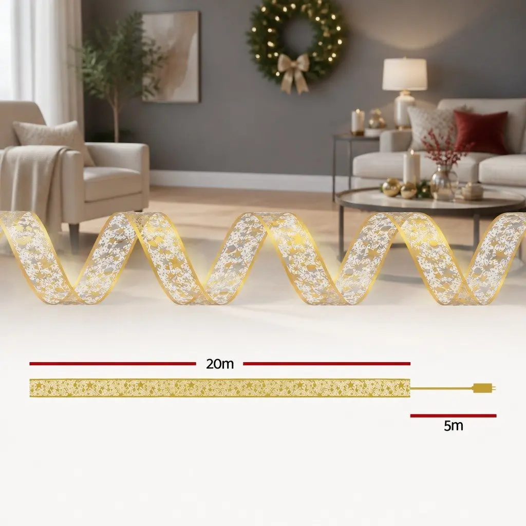 Ribbon String Light 20M 200 LED Golden Multi-coloured Indoor Outdoor