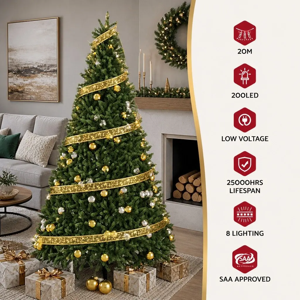 Ribbon String Light 20M 200 LED Golden Multi-coloured Indoor Outdoor