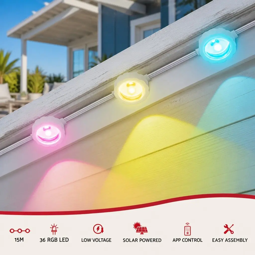 15M Solar LED Christmas String Lights with 36 Bulbs