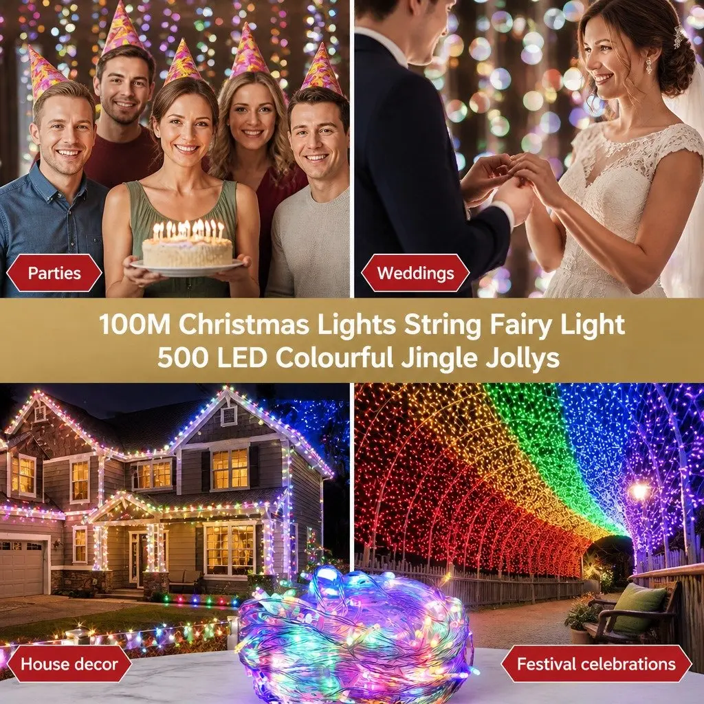 Christmas String Lights LED 50M Multi-Coloured Indoor Outdoor