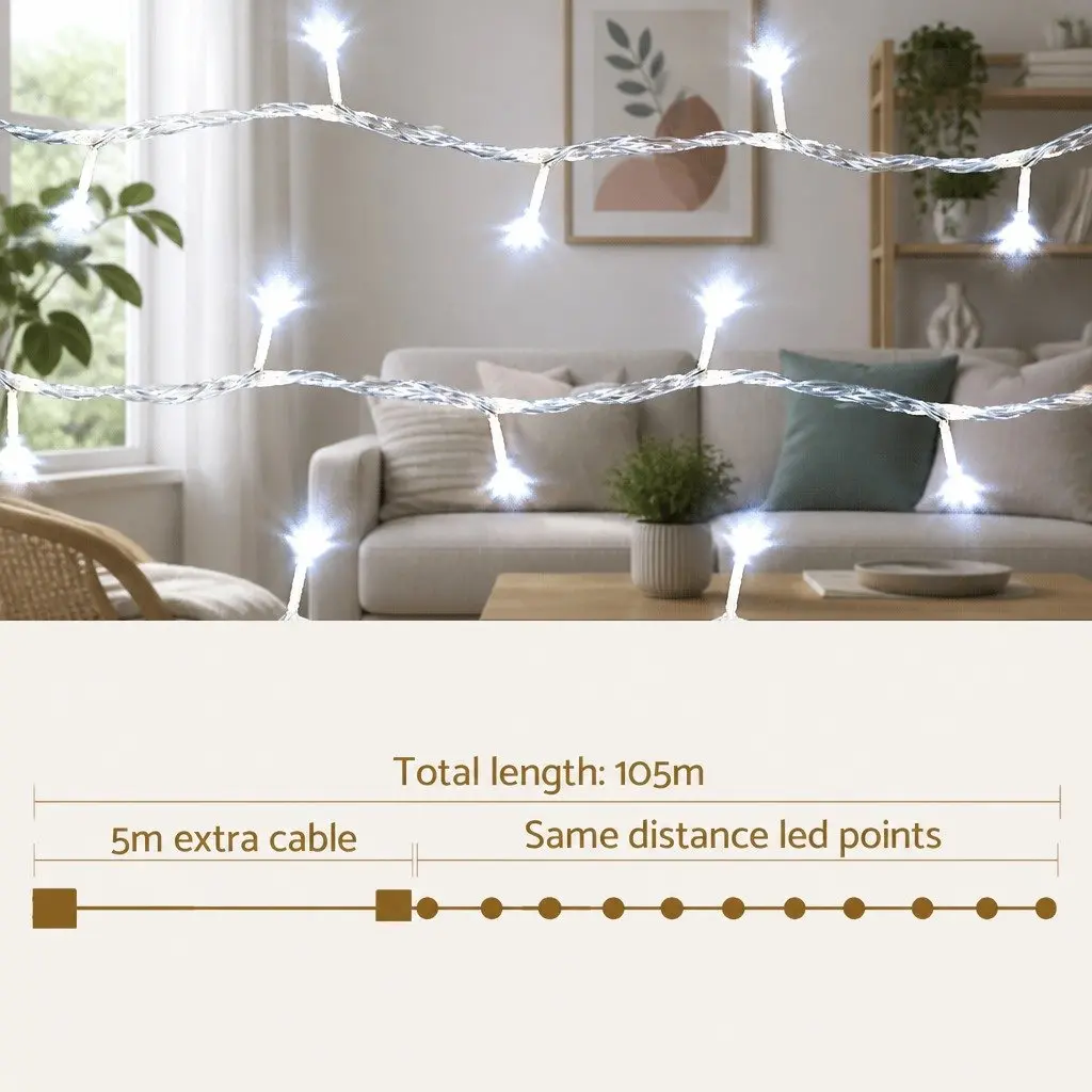 Christmas String Lights LED 100M Cool White Outdoor Indoor