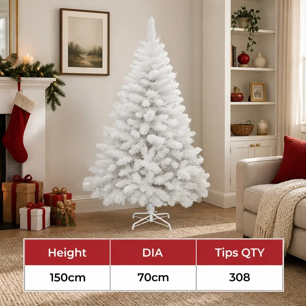 Christmas Tree PVC 1.5M White Compact Small Space Decor