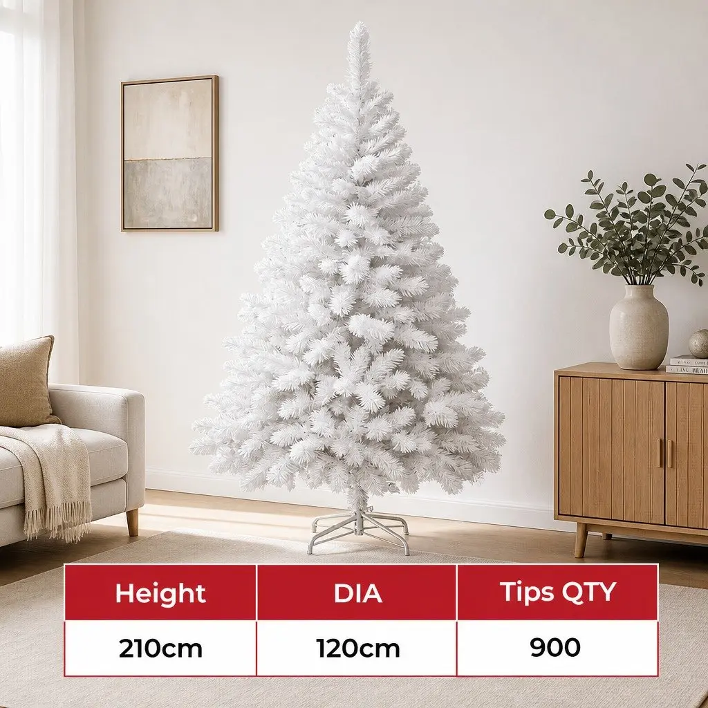 Christmas Tree PVC 2.1M White 900 Tips