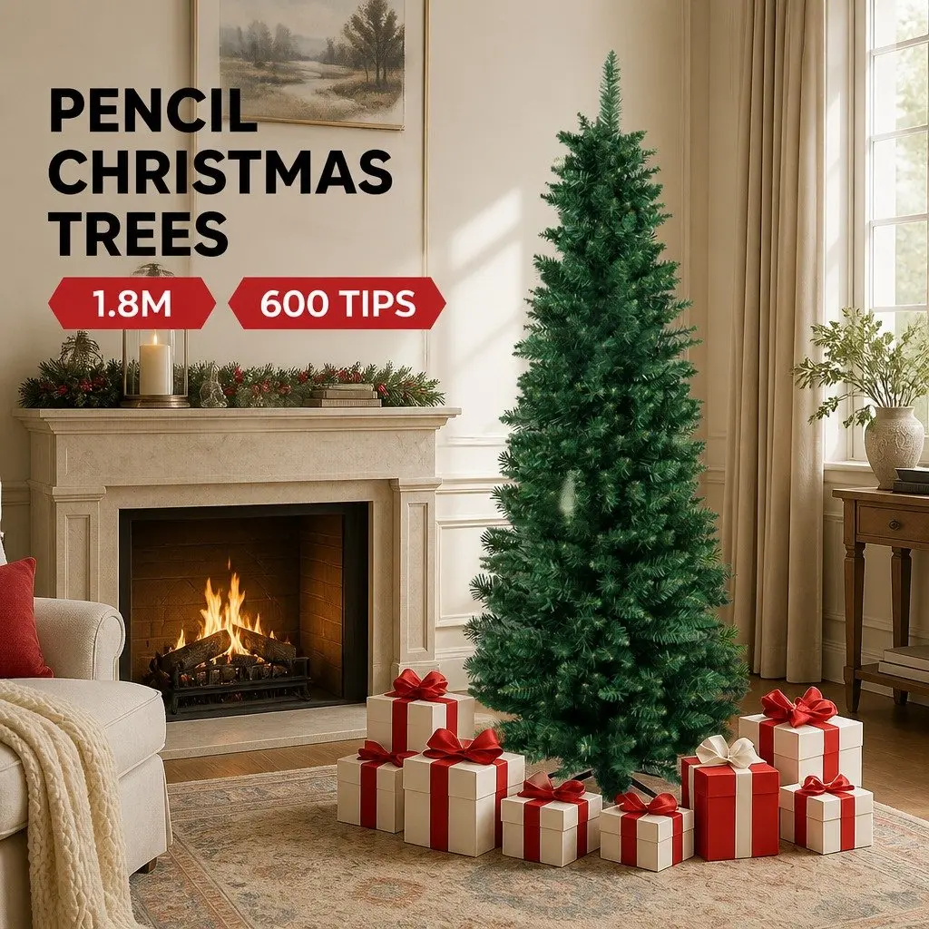 Pencil Christmas Tree PVC 1.8M Green Slim Artificial Indoor Decor