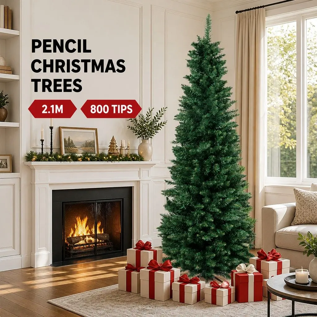 2.1M Pencil Christmas Tree with Durable Construction