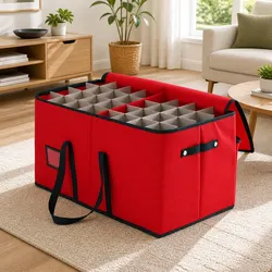 Red Christmas Baubles Storage Box with 128 Slots