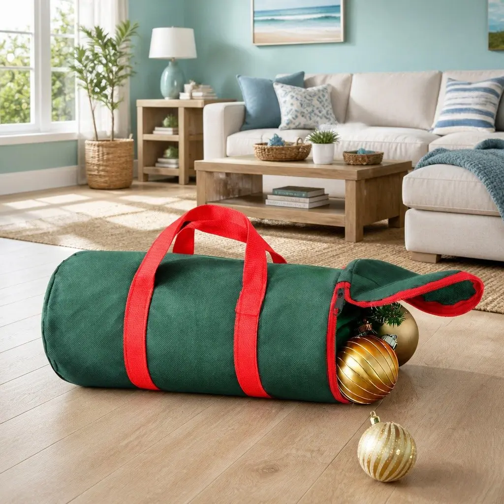 Christmas Baubles Storage Bag in Green Oxford