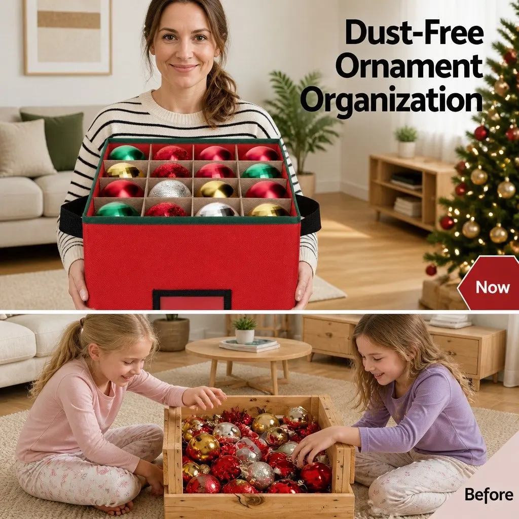 Christmas Baubles Storage Box with 64 Dividers