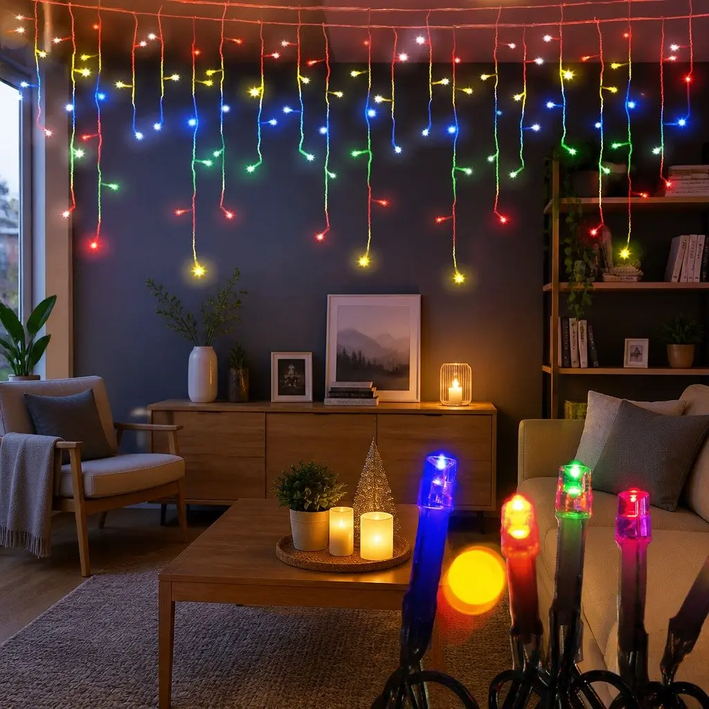 Multicolour Solar Icicle Lights 32M 960 LED