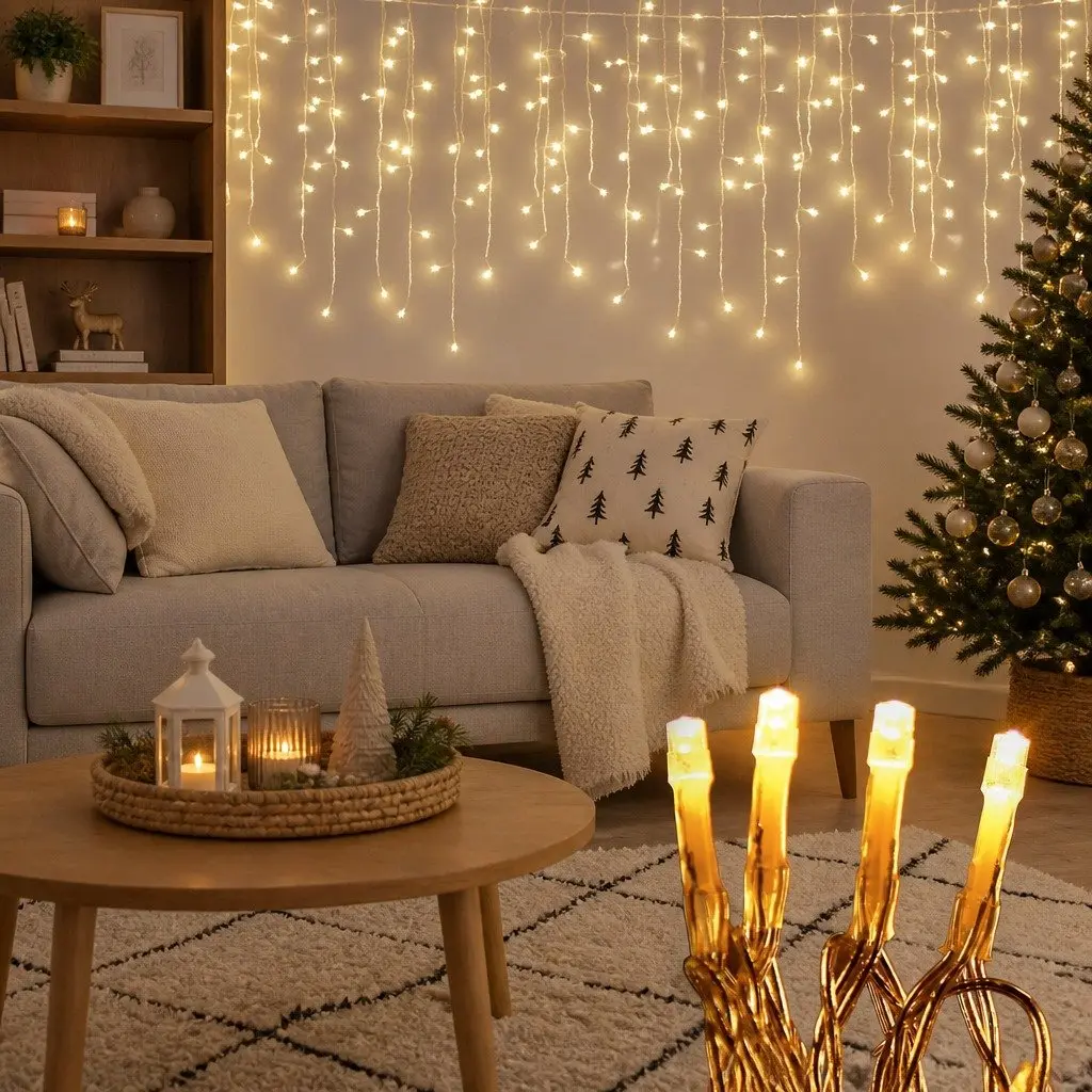 Icicle Christmas Lights 32M Solar Powered Warm White LED Outdoor Decoration 960 Bulbs