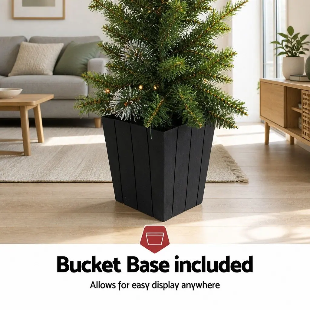 Christmas Potted Tree PVC 90cm Green with LED Lights Bucket Base