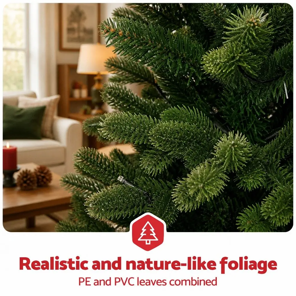 Pre-Lit Potted Christmas Tree Artificial 1.2M Green PE PVC