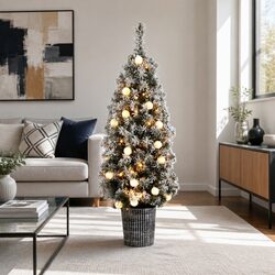 Sturdy 1.2M Christmas Potted Tree with LED Lights