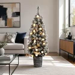 Sturdy 1.2M Christmas Potted Tree with LED Lights