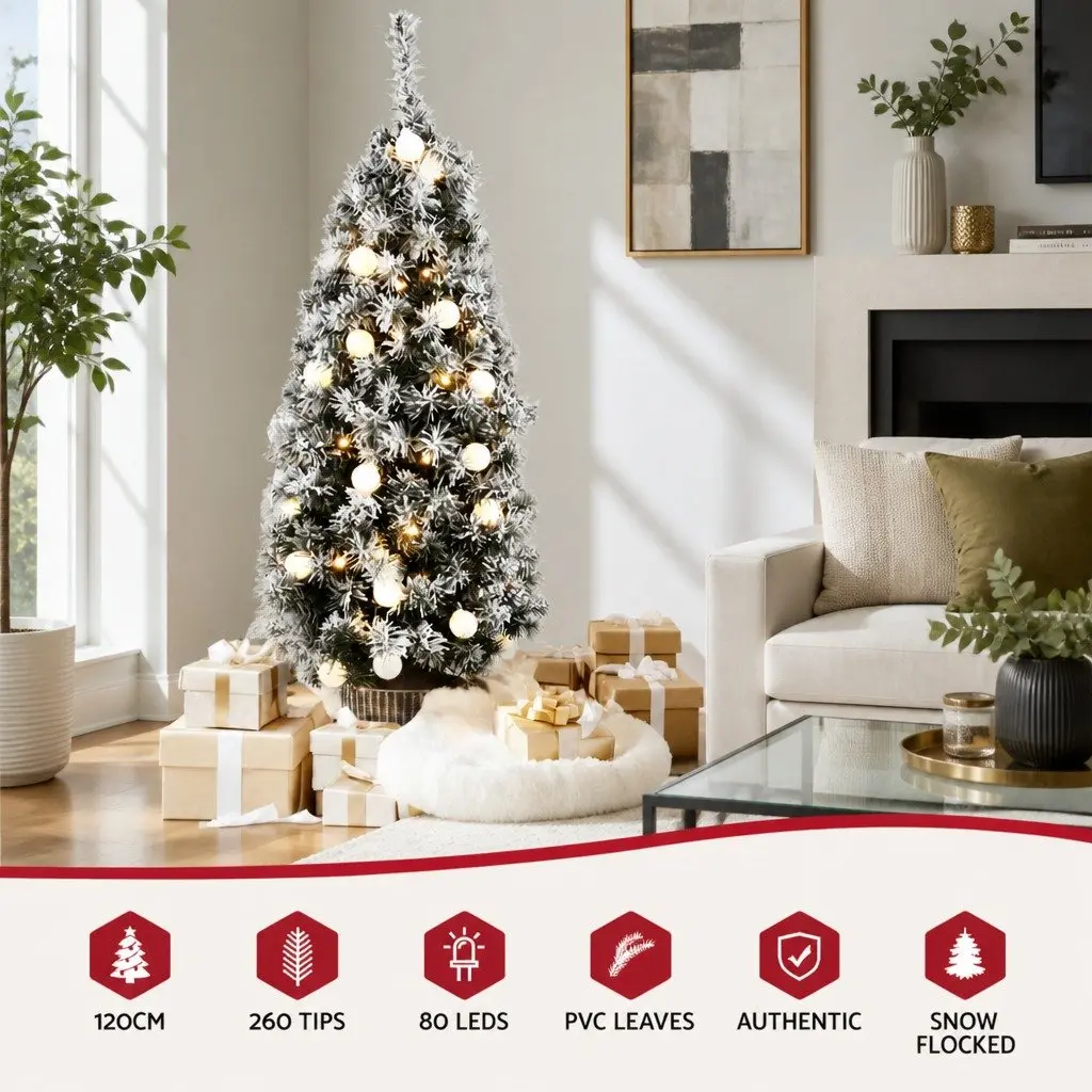 1.2M Christmas Potted Tree with LED Lights