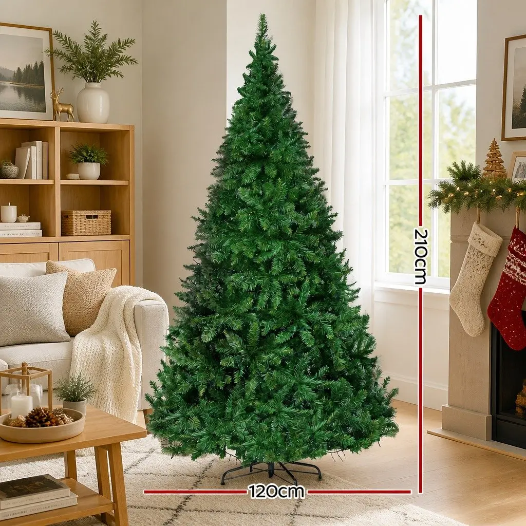 7FT Faux Christmas Tree PVC Warm White LED Lights