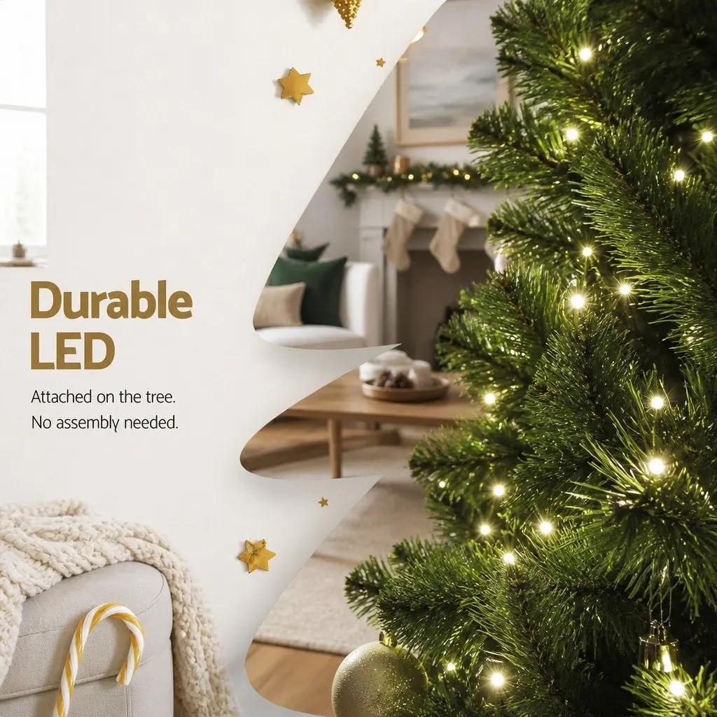 7FT Faux Christmas Tree PVC Warm White LED Lights