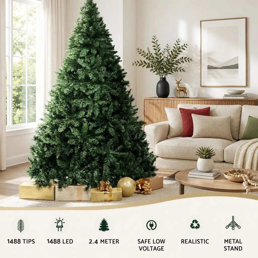 8FT Pre-lit Christmas Tree with 1488 LED Lights