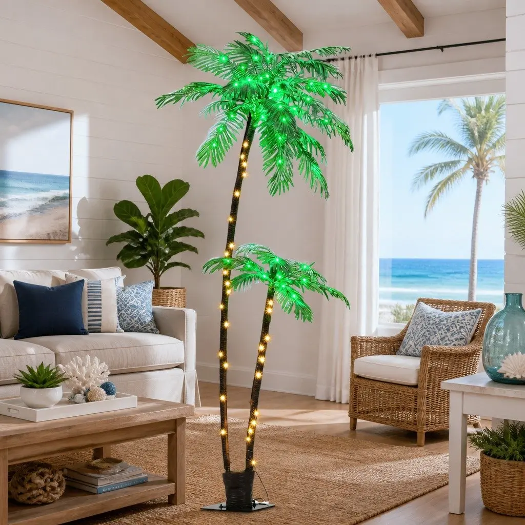LED Christmas Palm Tree PVC 2.1m Warm Light Outdoor Decoration