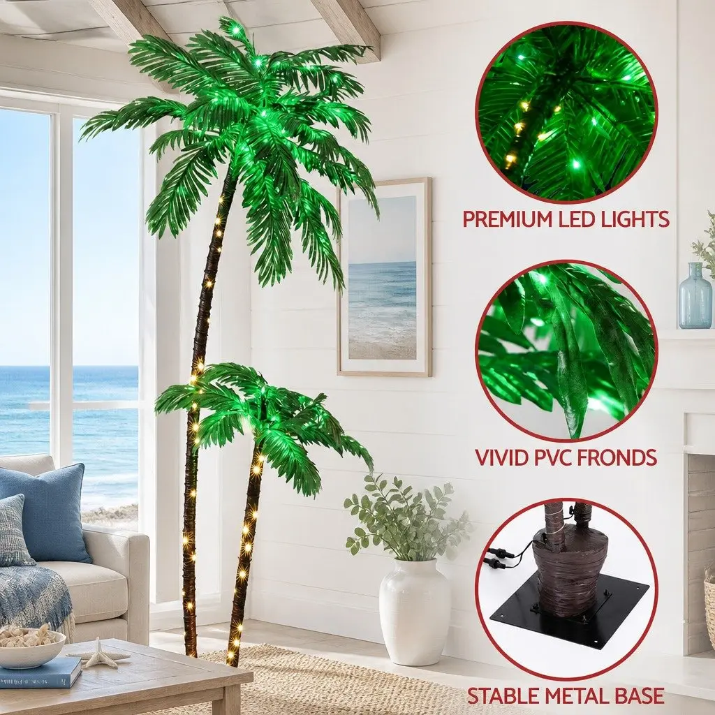LED Christmas Palm Tree PVC 2.1m Warm Light Outdoor Decoration