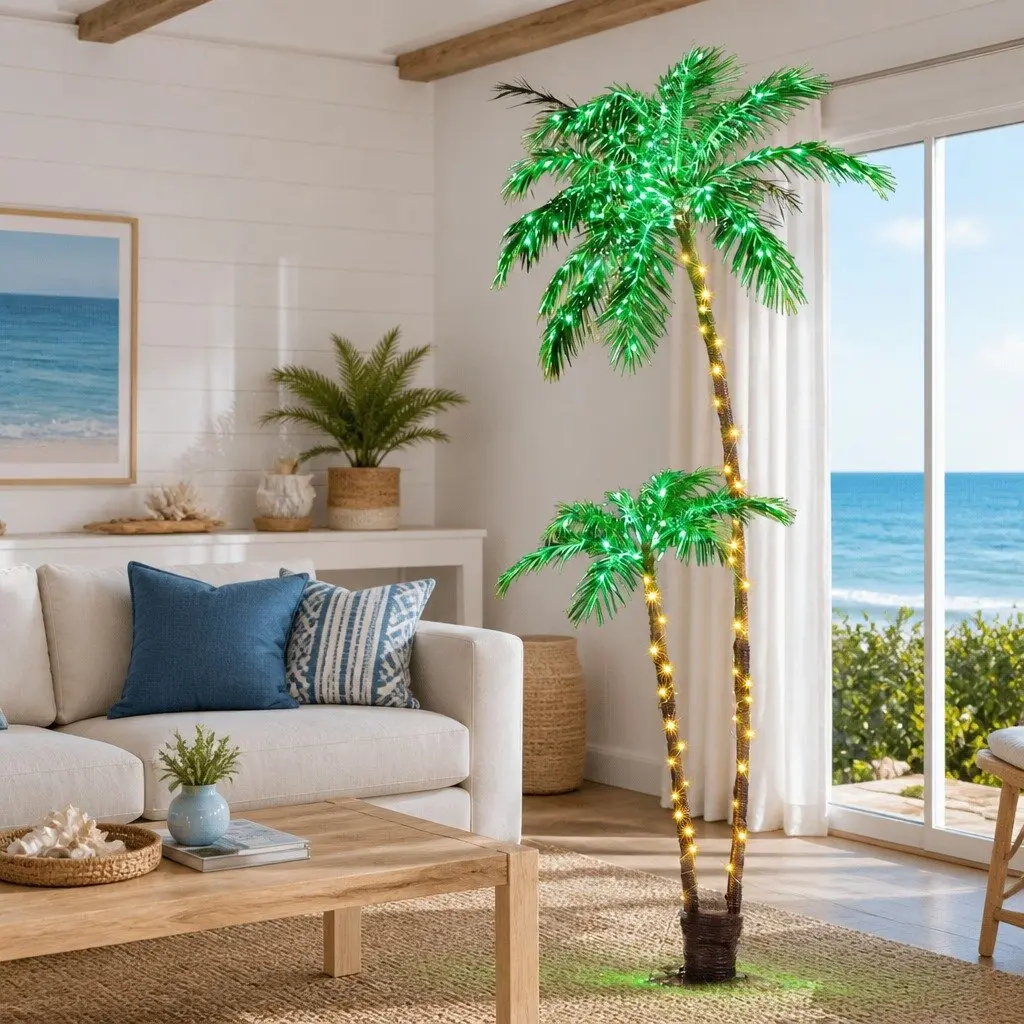 LED Christmas Palm Tree PVC 2.1m Warm Light Outdoor Decoration