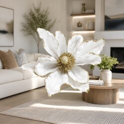 14-Piece White Poinsettia Flower Set for Christmas Decor