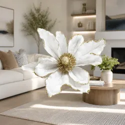 14-Piece White Poinsettia Flower Set for Christmas Decor