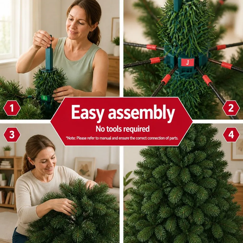 7FT Green Faux Christmas Tree with 1584 Tips