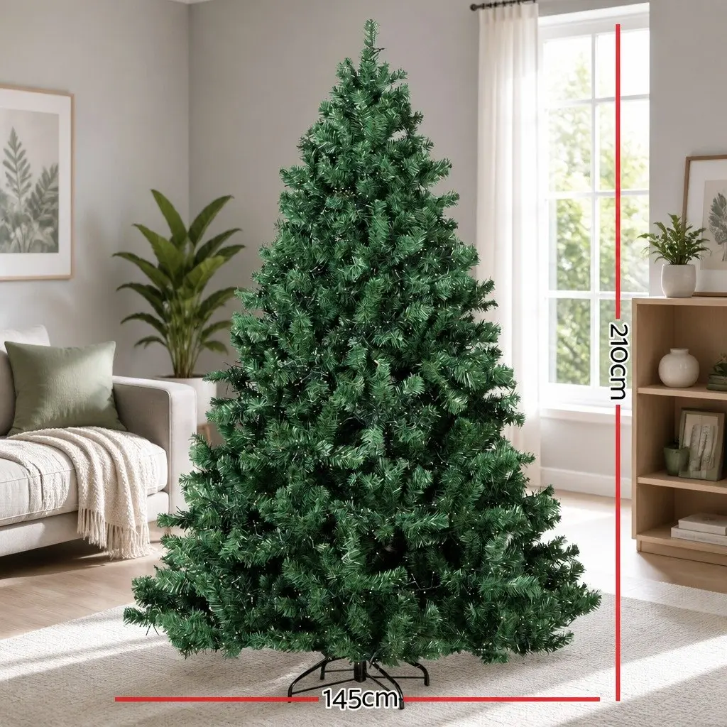 Christmas Tree PVC 7FT Green Prelit with 3000 Warm White LED Lights