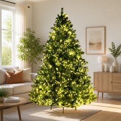 Sturdy 8FT Pre-lit Christmas Tree with 3190 Warm White LEDs