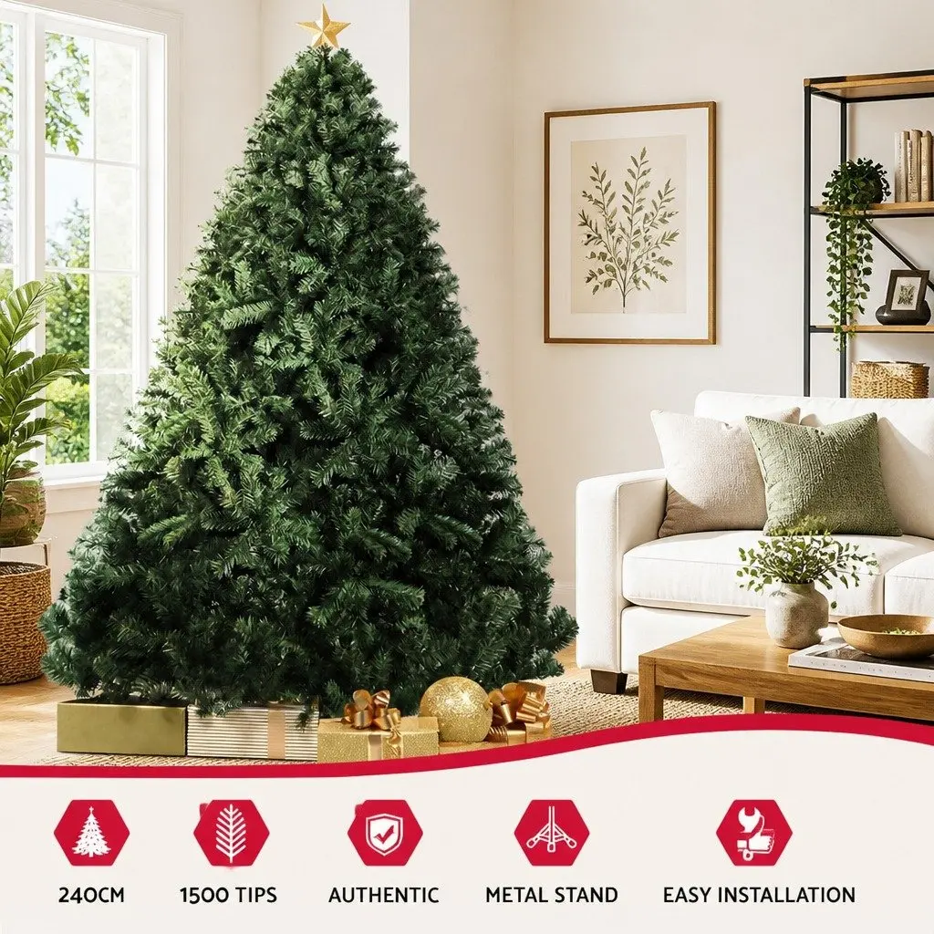 Christmas Tree PVC 2.4M Green Artificial Holiday Decoration