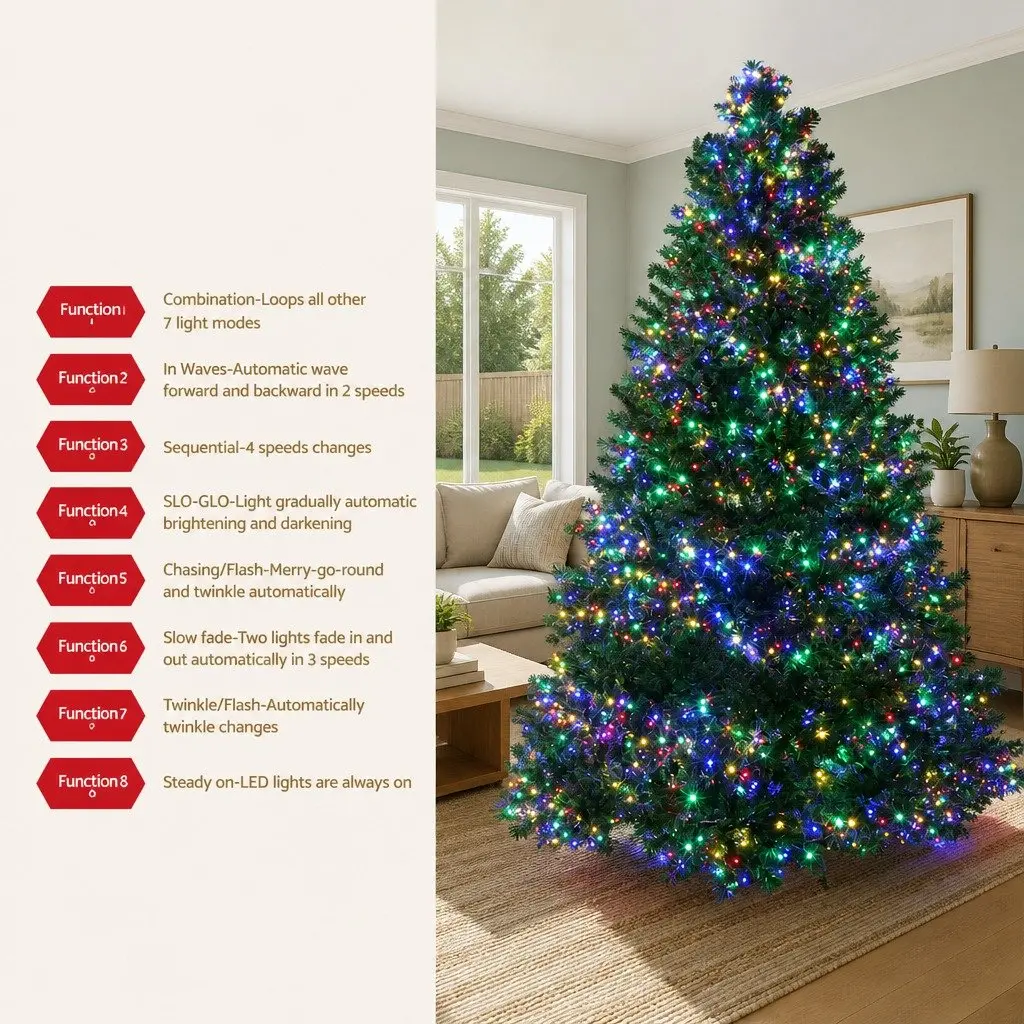 2.4M Green Pre-lit Christmas Tree with 3190 LED Lights