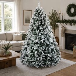 8FT Snow Flocked Artificial Christmas Tree with 1500 Tips