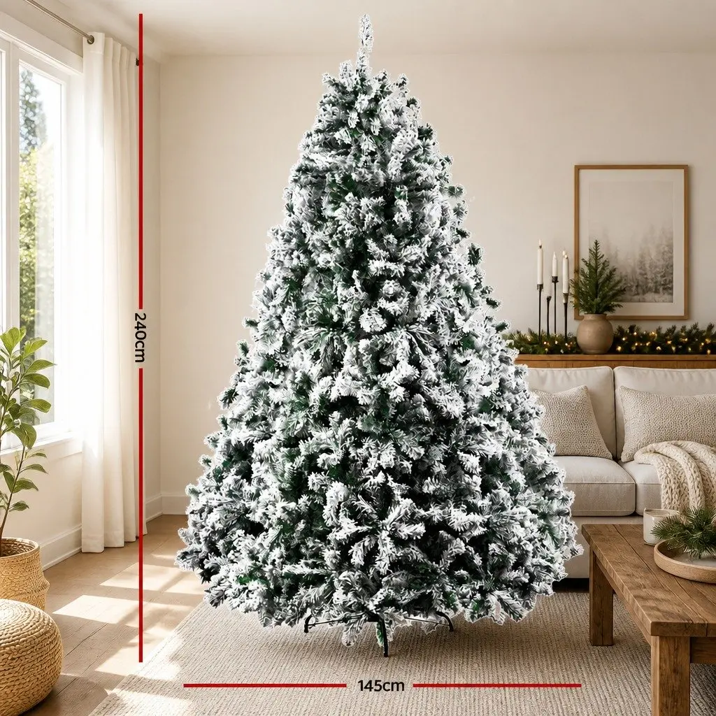 8FT Snow Flocked Artificial Christmas Tree with 1500 Tips