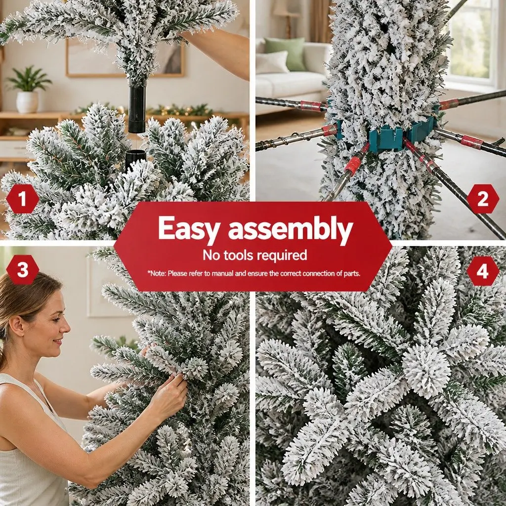 8FT Snow Flocked Artificial Christmas Tree with 1500 Tips
