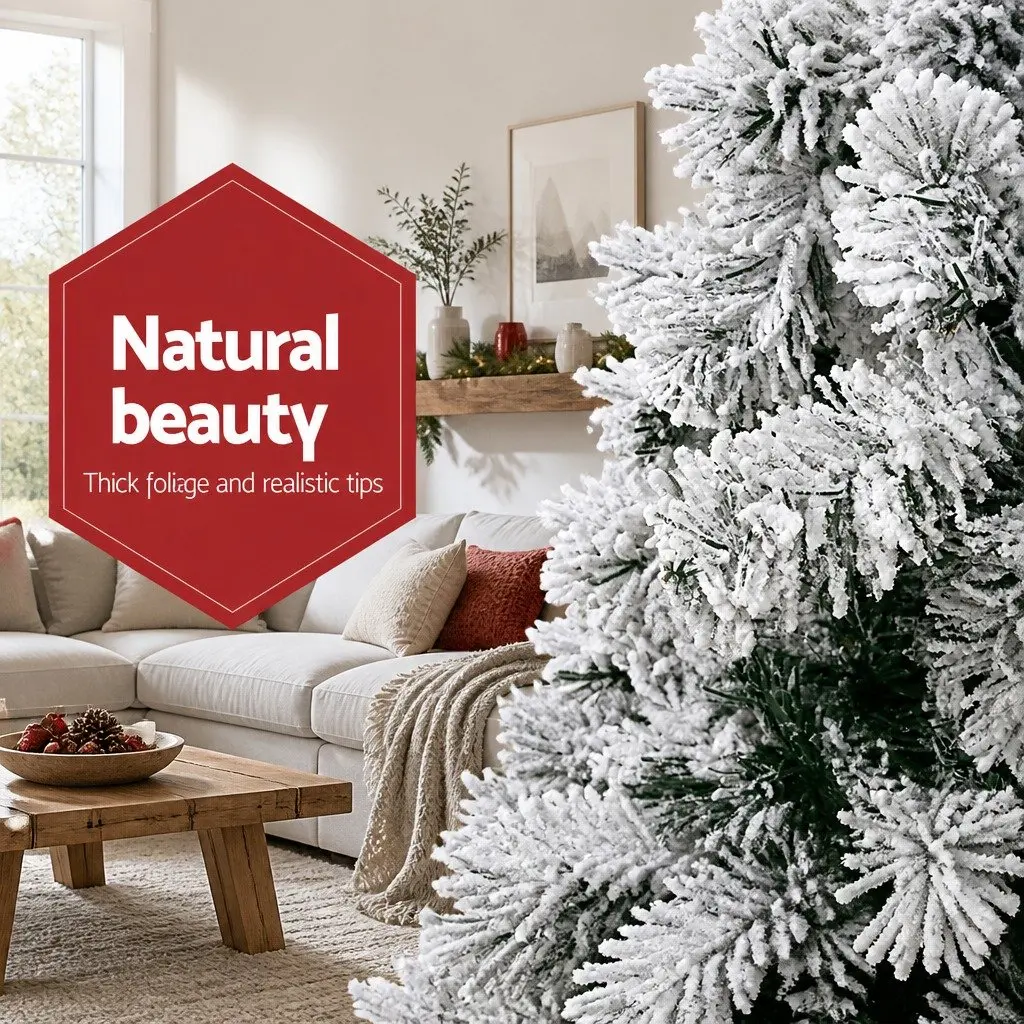 8FT Snow Flocked Artificial Christmas Tree with 1500 Tips