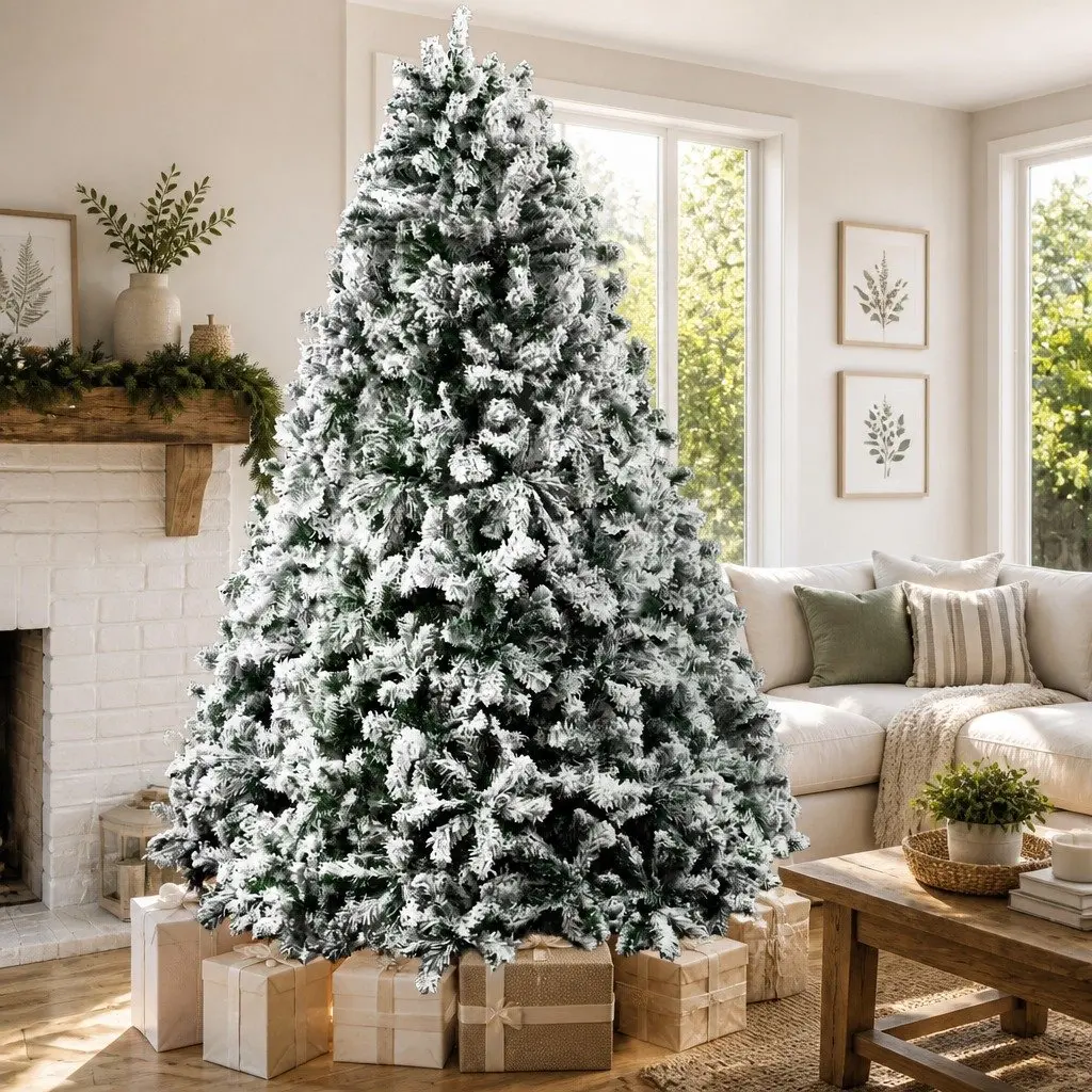 8FT Snow Flocked Artificial Christmas Tree with 1500 Tips