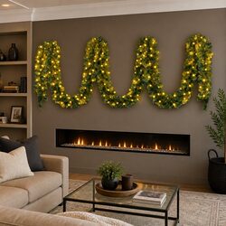 20M Green Prelit Christmas Garland with 300 LED Lights