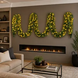 20M Green Prelit Christmas Garland with 300 LED Lights