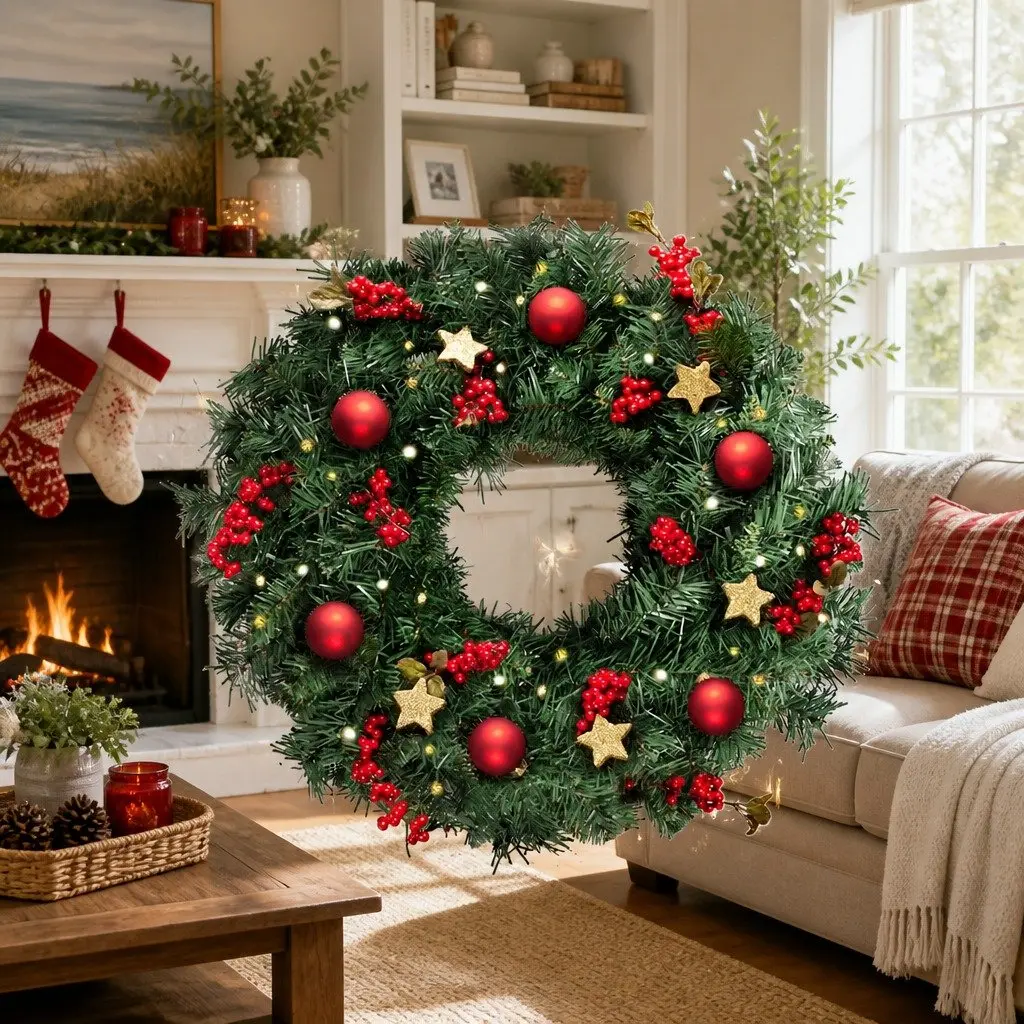 Christmas Wreath PVC 60cm Green