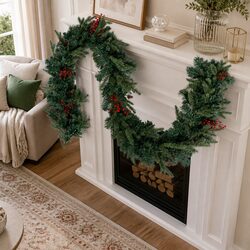 Durable 2.4m Pre-lit Christmas Garland with LED Lights