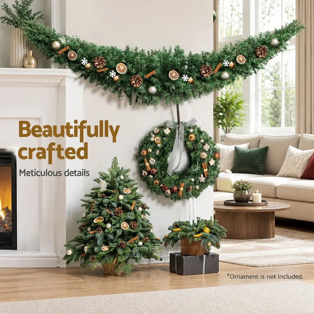 Christmas Garland PVC 2.4m Green Indoor Outdoor Festive Decoration
