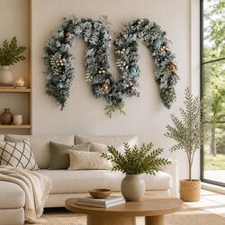 Durable 2.7m Christmas Garland with Pre-lit LED Lights