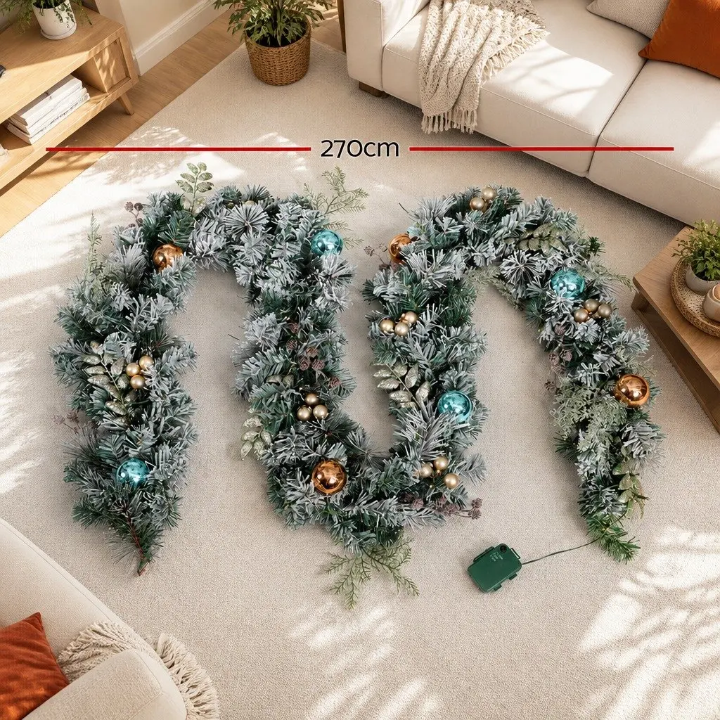 2.7m Christmas Garland with Pre-lit LED Lights