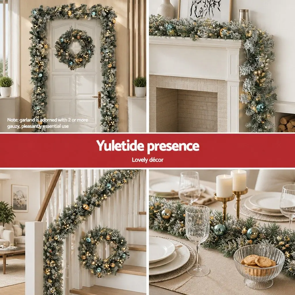 2.7m Christmas Garland with Pre-lit LED Lights